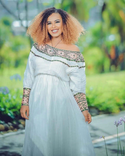 Handwoven Habesha Kemis Beautiful Habesha Dress Ethiopian traditional dress Eritrean Dress ሀበሻ ቀሚስ ሀበሻ ልብስ