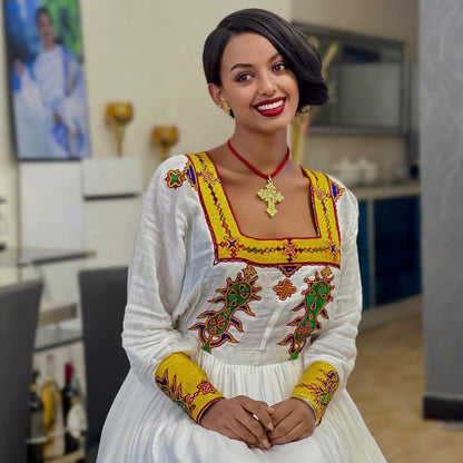 Colorful Habesha Kemis Handwoven Habesha Dress Ethiopian traditional dress Eritrean Dress ሀበሻ ቀሚስ ሀበሻ ልብስ