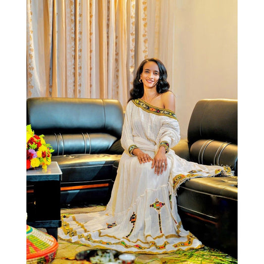 Beautiful Habesha Kemis Handwoven Habesha Dress Ethiopian traditional dress Eritrean Dress ሀበሻ ቀሚስ ሀበሻ ልብስ