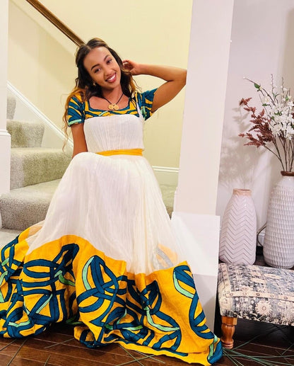 Modern Habesha Dress Colorful Handwoven Habesha Kemis Habesha Libs Eritrean Dress ሀበሻ ቀሚስ ሀበሻ ልብስ