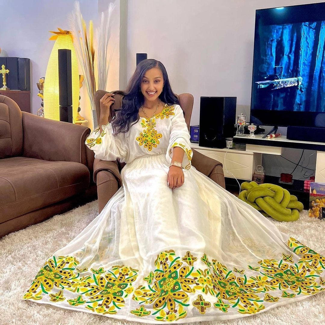 Exquisite Habesha Dress Handwoven Habesha Kemis Modern Traditional Dress Eritrean Dress ሀበሻ ቀሚስ ሀበሻ ልብስ