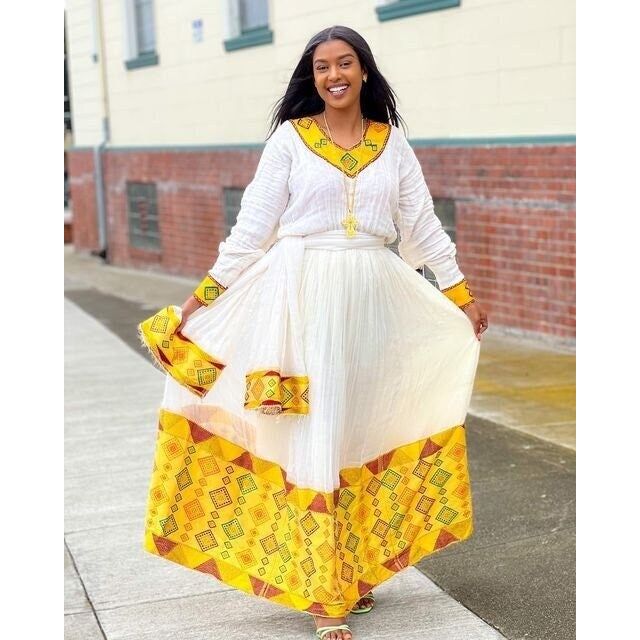 Simple Habesha Kemis For New Year Handwoven Habesha Libs Modern Habesha Dress Eritrean Dress ሀበሻ ቀሚስ ሀበሻ ልብስ