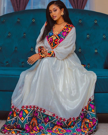 Colorful Habesha Kemis For New Year Handwoven Habesha Libs Modern Habesha Dress Eritrean Dress ሀበሻ ቀሚስ ሀበሻ ልብስ