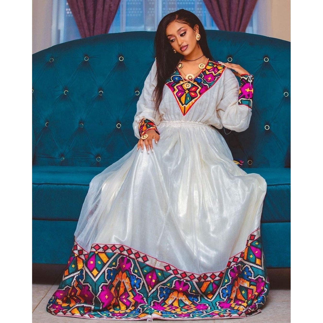 Colorful Habesha Kemis For New Year Handwoven Habesha Libs Modern Habesha Dress Eritrean Dress ሀበሻ ቀሚስ ሀበሻ ልብስ