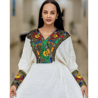 Beautiful Pattern Ethiopian Dress Habesha Dress Women's Dress Habesha Kemis Eritrean Dress Women's Style ሀበሻ ቀሚስ ሀበሻ ልብስ