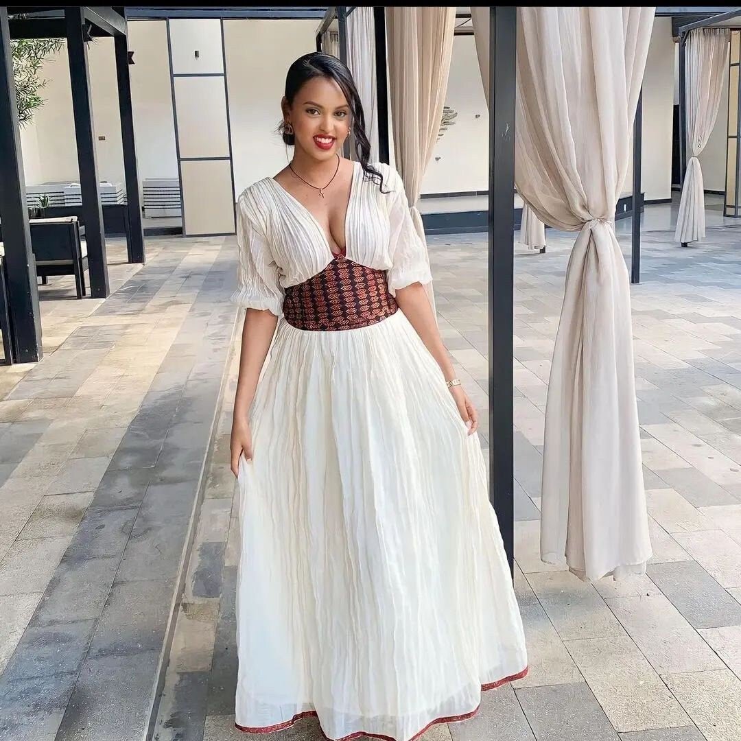 Beautiful Habesha Dress Modern Ethiopian Dress Women's Dress Habesha Kemis Eritrean Dress Women's Style ሀበሻ ቀሚስ ሀበሻ ልብስ