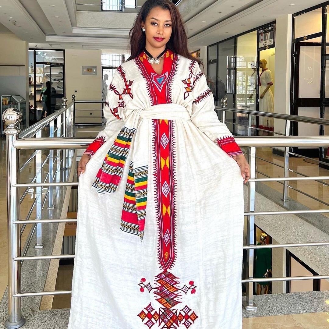 Beautiful Habesha Dress Modern Habesha Kemis Simple Ethiopian Dress Women's Dress Eritrean Dress Women's Style ሀበሻ ቀሚስ ሀበሻ ልብስ