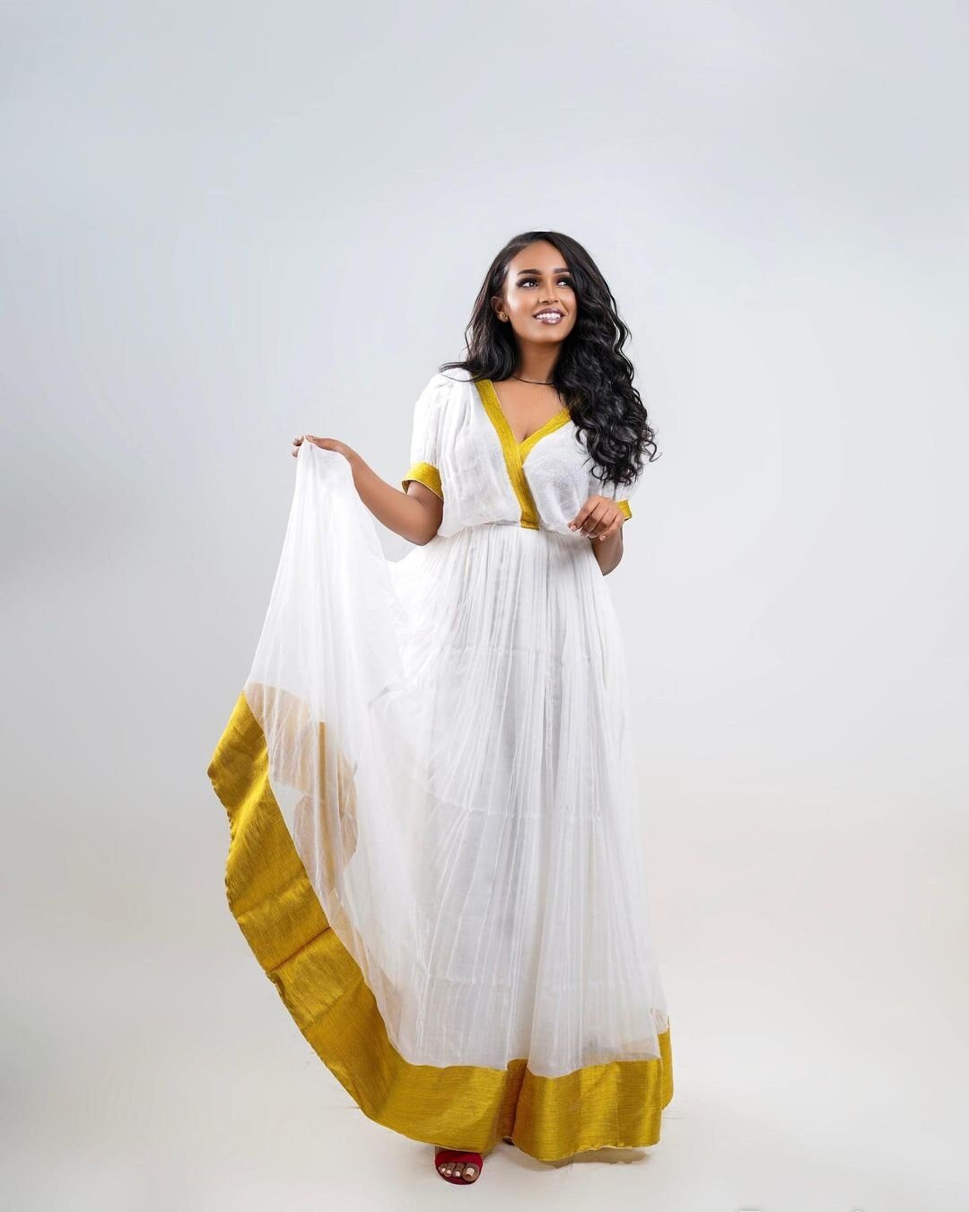 Simple Habesha Dress Modern Habesha Kemis Simple Ethiopian Dress Women's Dress Eritrean Dress Women's Style ሀበሻ ቀሚስ ሀበሻ ልብስ