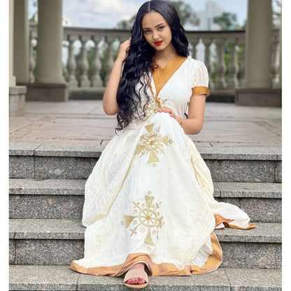 Simple Habesha Dress Ethiopian Dress Women's Dress Habesha Kemis Eritrean Dress Women's Style ሀበሻ ቀሚስ ሀበሻ ልብስ