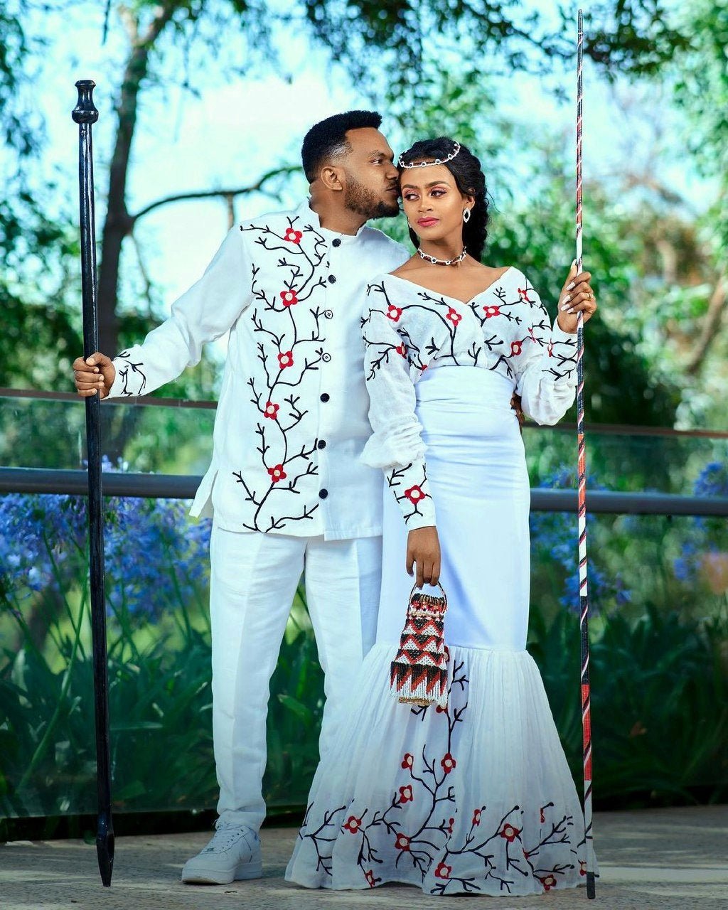 Modern Oromo Couples' Outfit With Accessories Wedding Oromo Dress Design ሀበሻ ቀሚስ ሀበሻ ልብስ