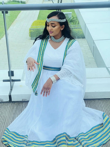 Beautiful Oromo Dress With Accessories Shanan Gibe Attire Modern Oromo Dress