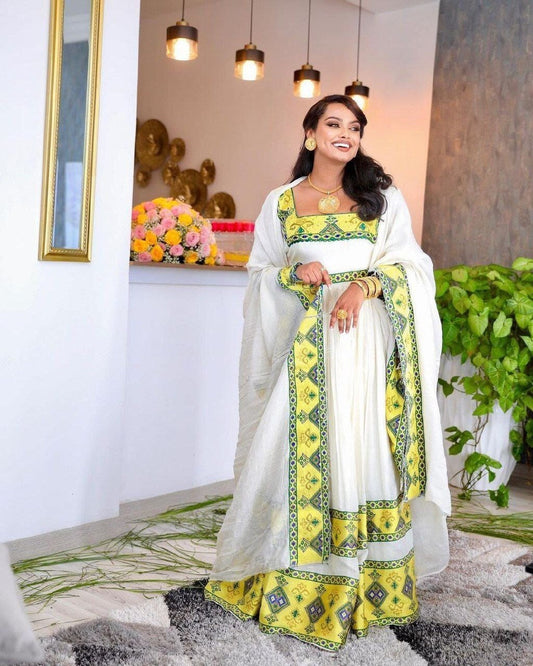 Exquisite Pattern Habesha Dress Design Habesha Kemis Design ሀበሻ ቀሚስ ሀበሻ ልብስ