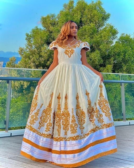 Modern Habesha Kemis Simple Ethiopian Dress Women's Dress Eritrean Dress Women's Style ሀበሻ ቀሚስ ሀበሻ ልብስ