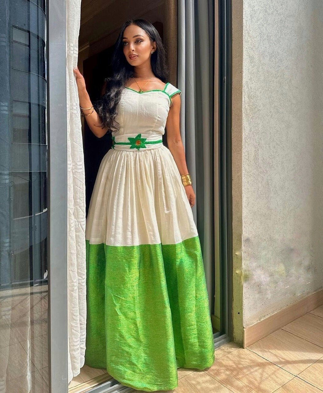 Green design habesha dress elegant habesha kemis