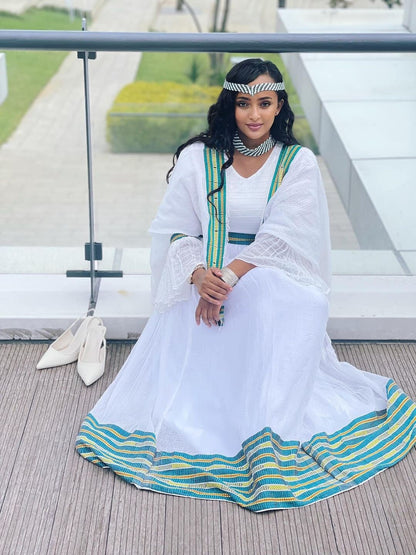 Beautiful Oromo Dress With Accessories Shanan Gibe Attire Modern Oromo Dress