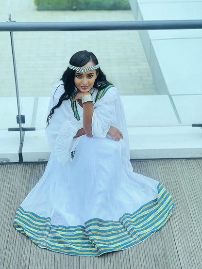 Beautiful Oromo Dress With Accessories Shanan Gibe Attire Modern Oromo Dress