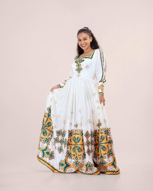 Detailed Pattern Habesha Dress Elegant Habesha Kemis Design ሀበሻ ቀሚስ ሀበሻ ልብስ