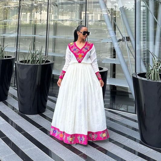 Pink design habesha dress pink habesha kemis design modern habesha libs