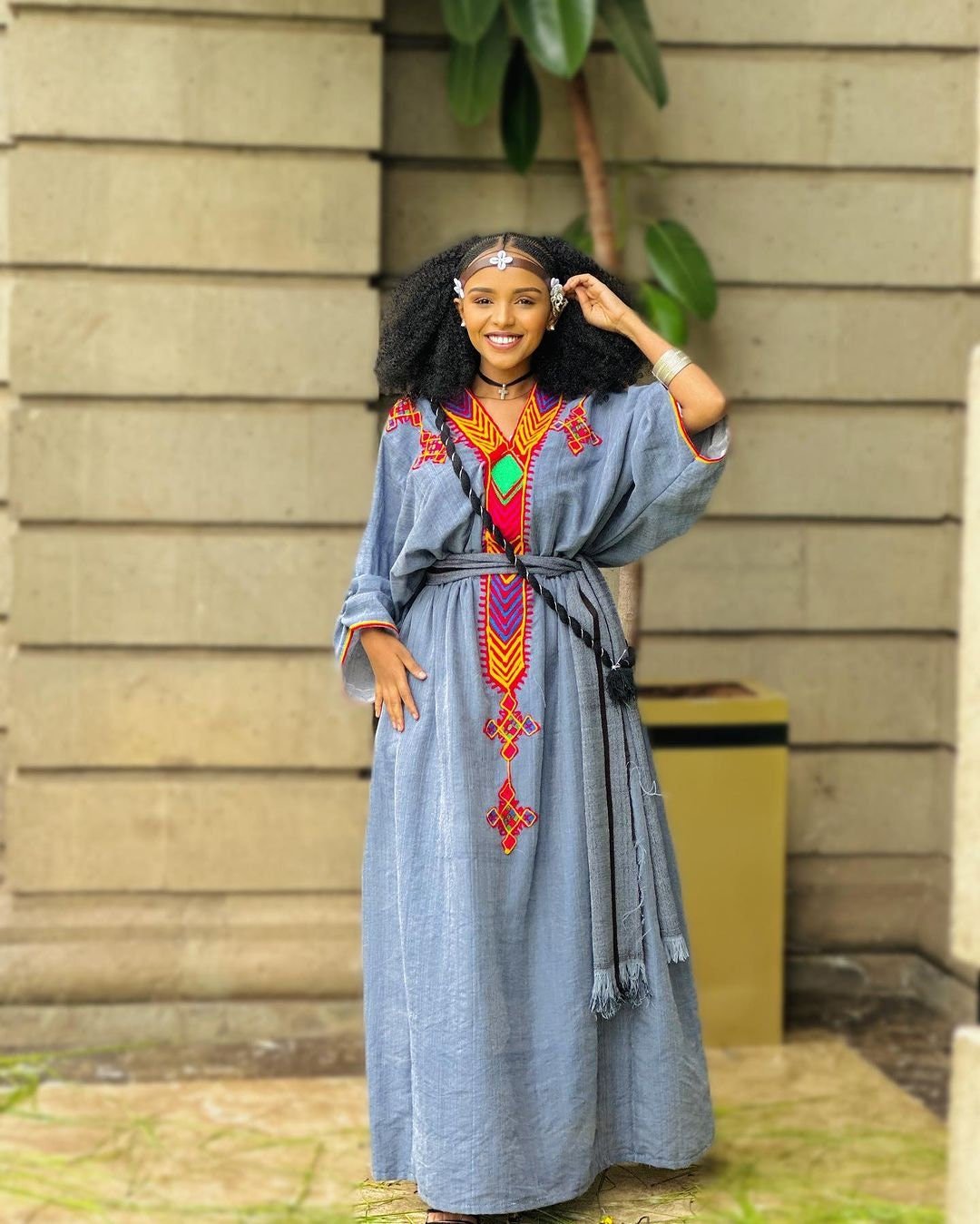 Blue Raya Dress Cultural Habesha Dress Handwoven Habesha Kemis Modern Traditional Dress Eritrean Dress ሀበሻ ቀሚስ ሀበሻ ልብስ