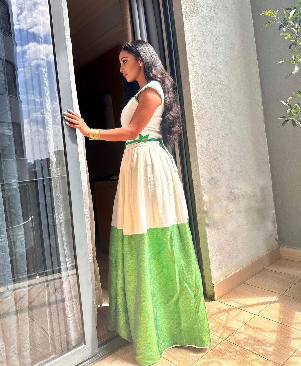 Green design habesha dress elegant habesha kemis