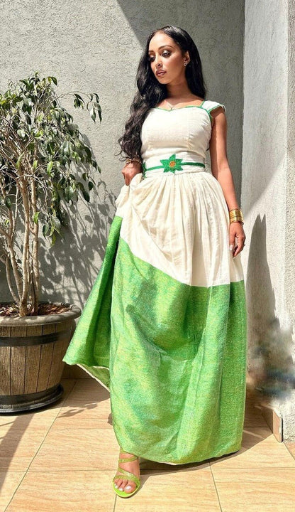 Green design habesha dress elegant habesha kemis