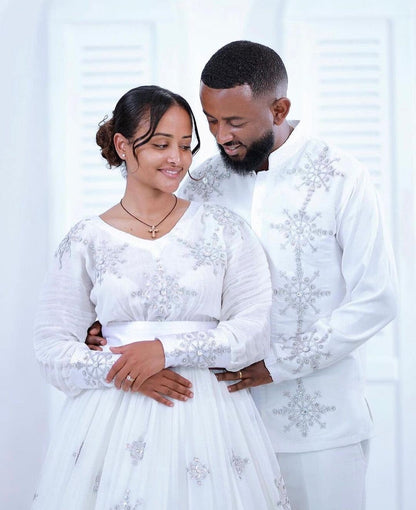 Modern habesha Wedding Outfit Habesha Couple's Outfit Habesha Dress Habesha Kemis ሀበሻ ቀሚስ ሀበሻ ልብስ