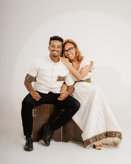 Harmony in Simplicity Habesha Couple's Outfit Habesha Dress ሀበሻ es0081