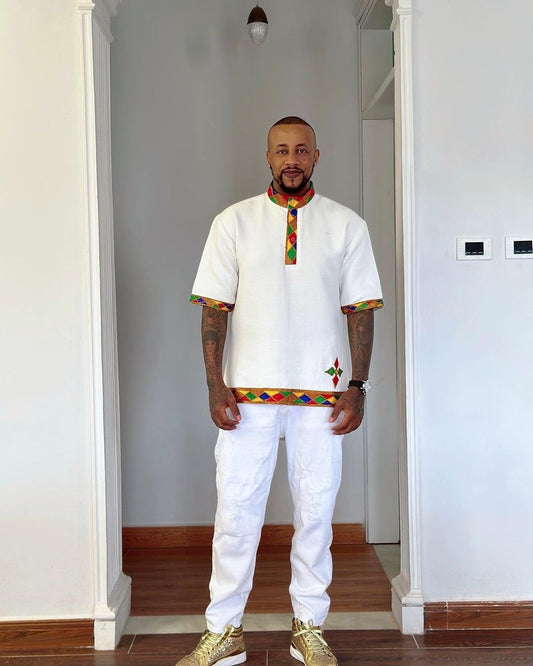 Modern Habesha Men's Shirt Habesha Libs Ethiopian Cloth ሀበሻ es0089