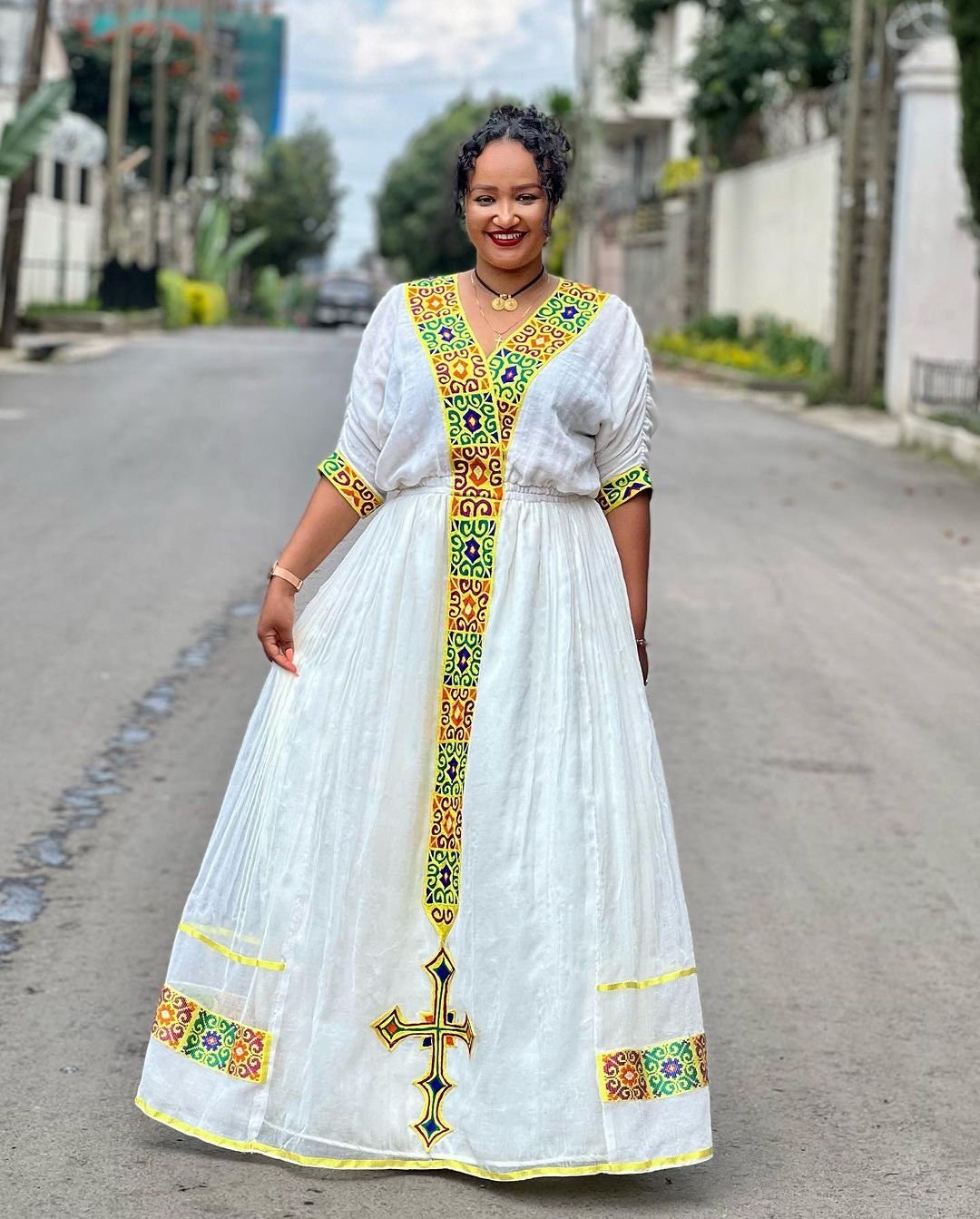 Vibrant Long Tilet Habesha Dress Modern Habesha Kemis Design Habesha Libs es00117