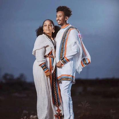 Ethiopian Cultural Handwoven Habesha Couples' Outfit Ethiopian dress ሀበሻ es00129