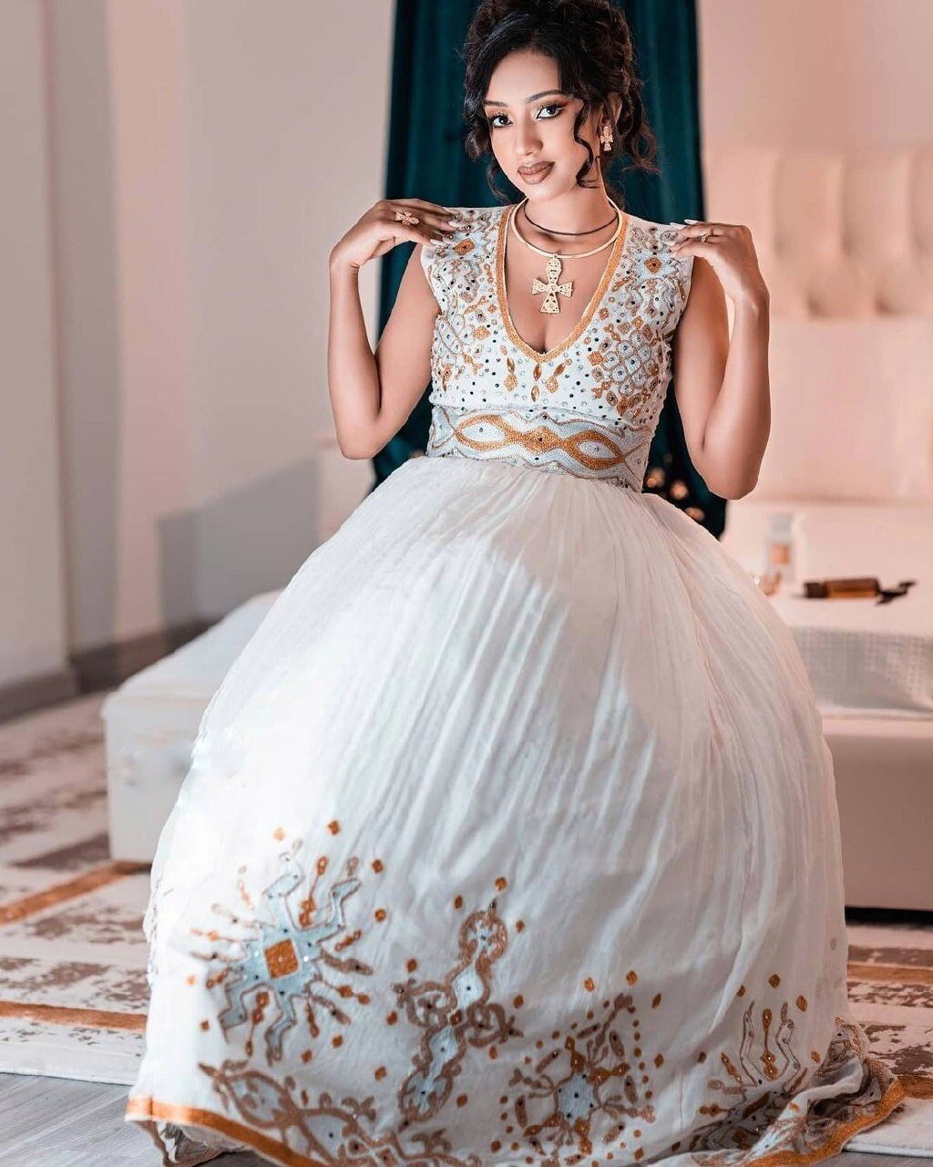 Exquisite Beaded Habesha Dress Habesha Kemis Design Habesha Libs es00131
