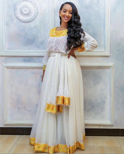 Gorgeous Yellow Modern Habesha Dress Habesha Kemis Design Habesha Libs es00135