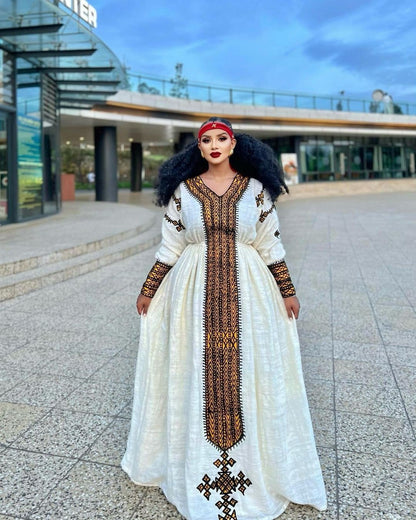 Light Brown Fetil Habesha Dress Habesha Kemis Habesha Libs es00147