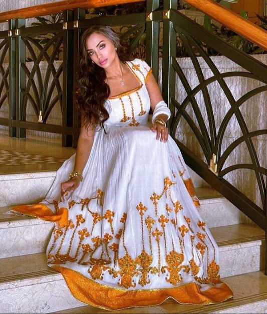 Orange Stylish Habesha Dress Modern Habesha Kemis Design Habesha Libs es0090
