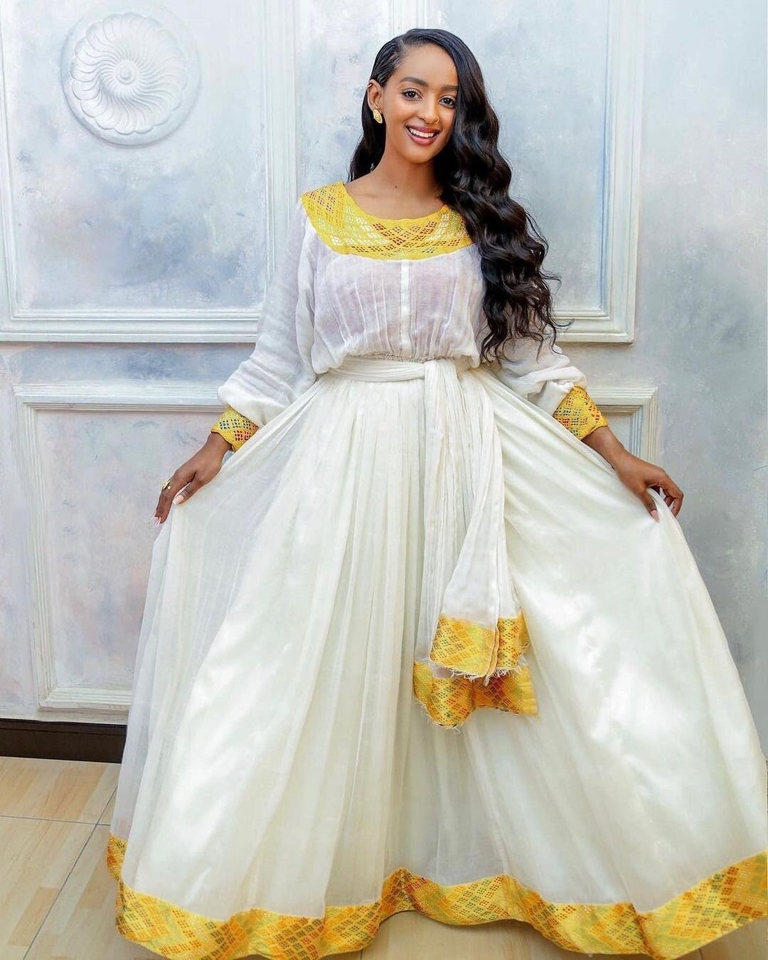 Gorgeous Yellow Modern Habesha Dress Habesha Kemis Design Habesha Libs es00135