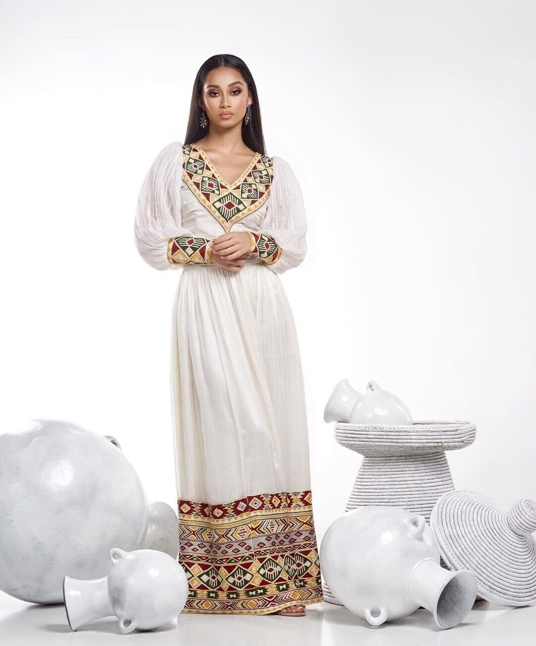 Effortlessly Beautiful Habesha Dress Vibrant Habesha Kemis Habesha Libs es00142