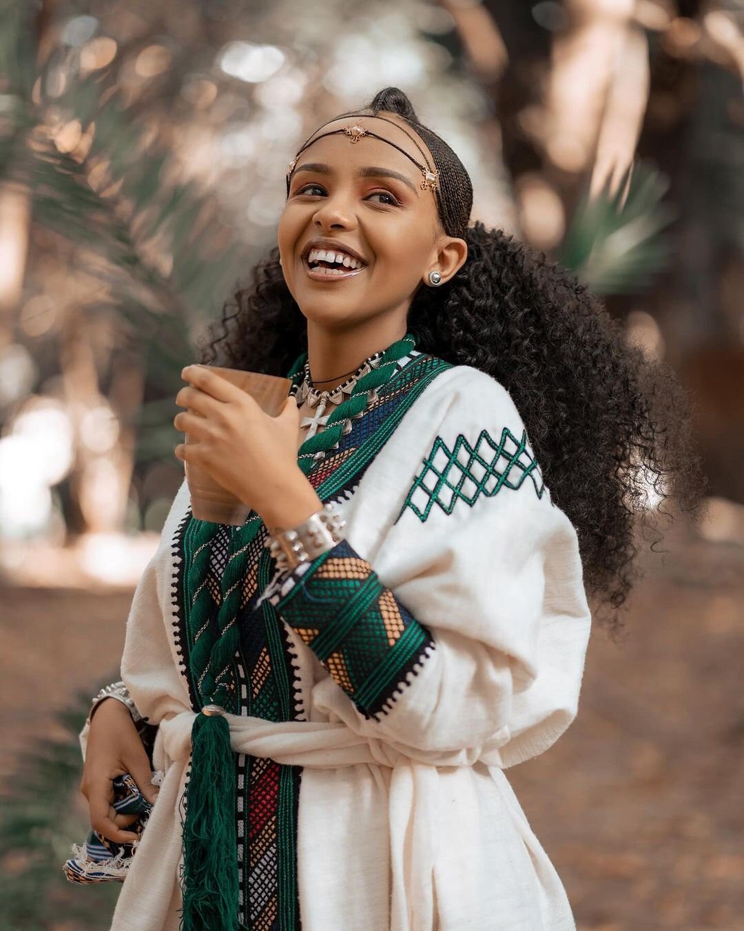 Regal Charm Dark Green Tilet Cultural Habesha Dress with Handwoven Details Habesha Kemis Habesha libs