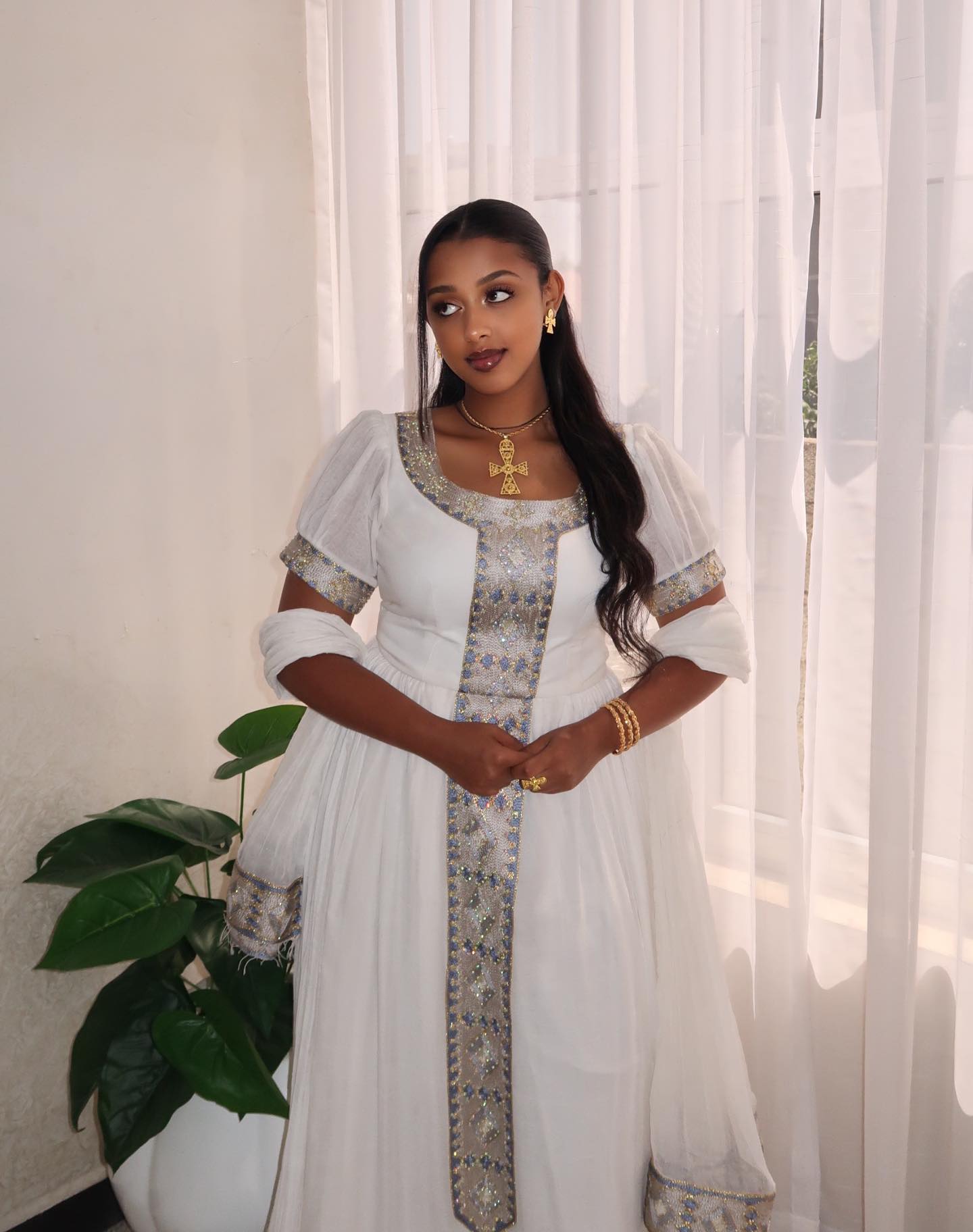 Classic Habesha Kemis Traditional Ethiopian Wedding Dress Handwoven Detail Habesha Dress 253