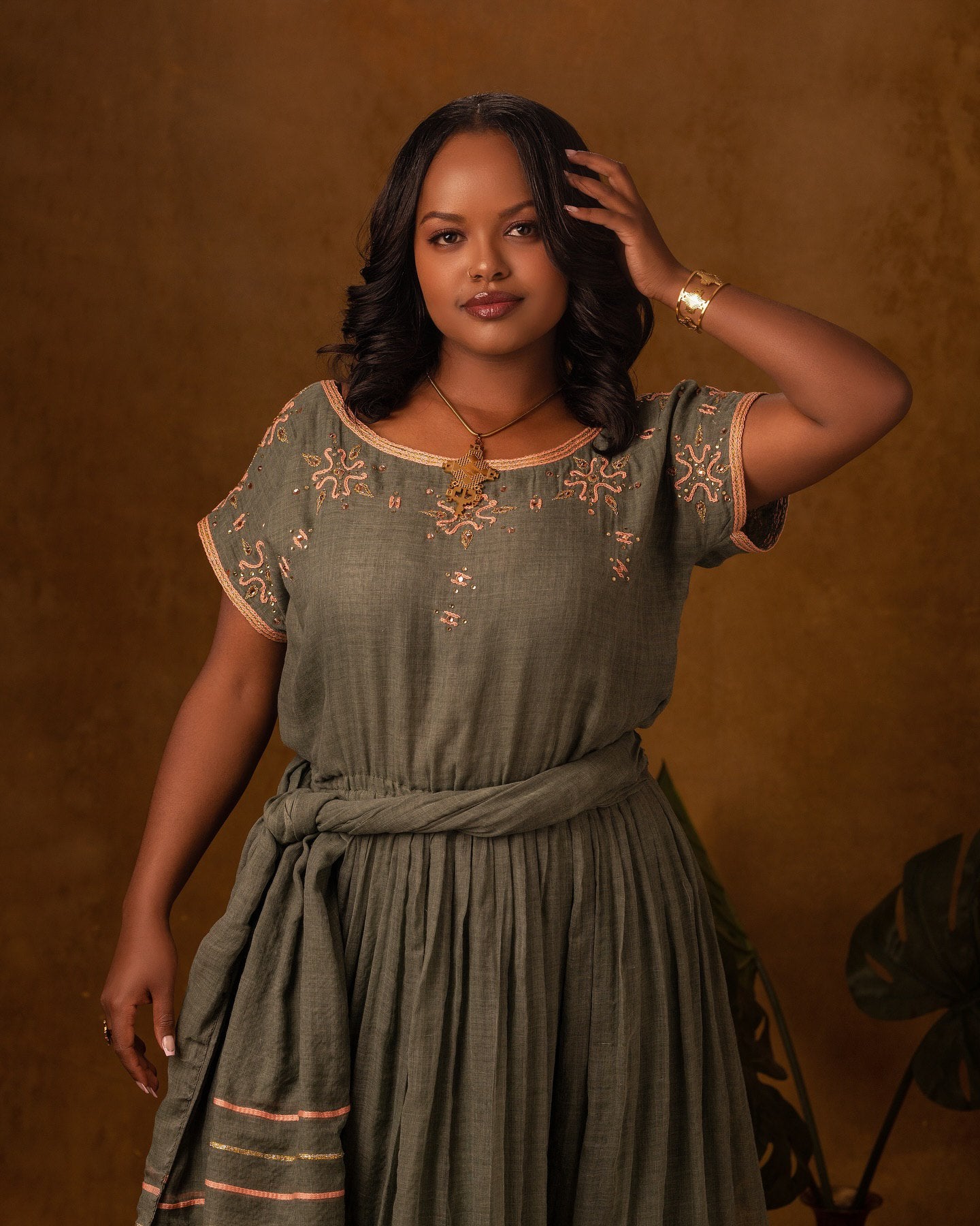Peach Design Habesha Dress  Striped Pattern Habesha Kemis Cultural Ethiopian Clothing 170