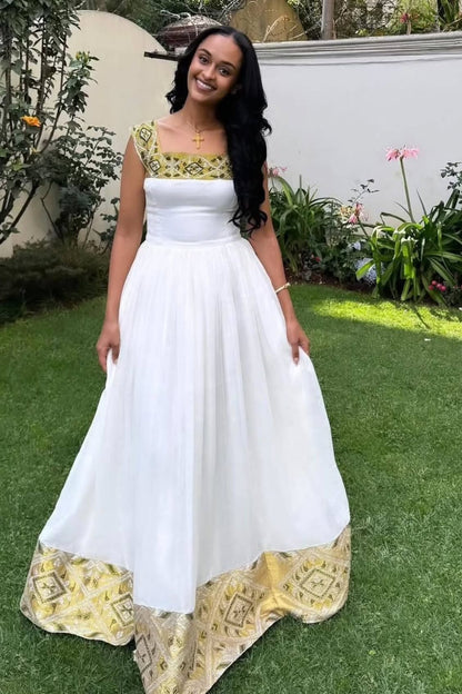 Timeless Sleeveless Handwoven Habesha Dress