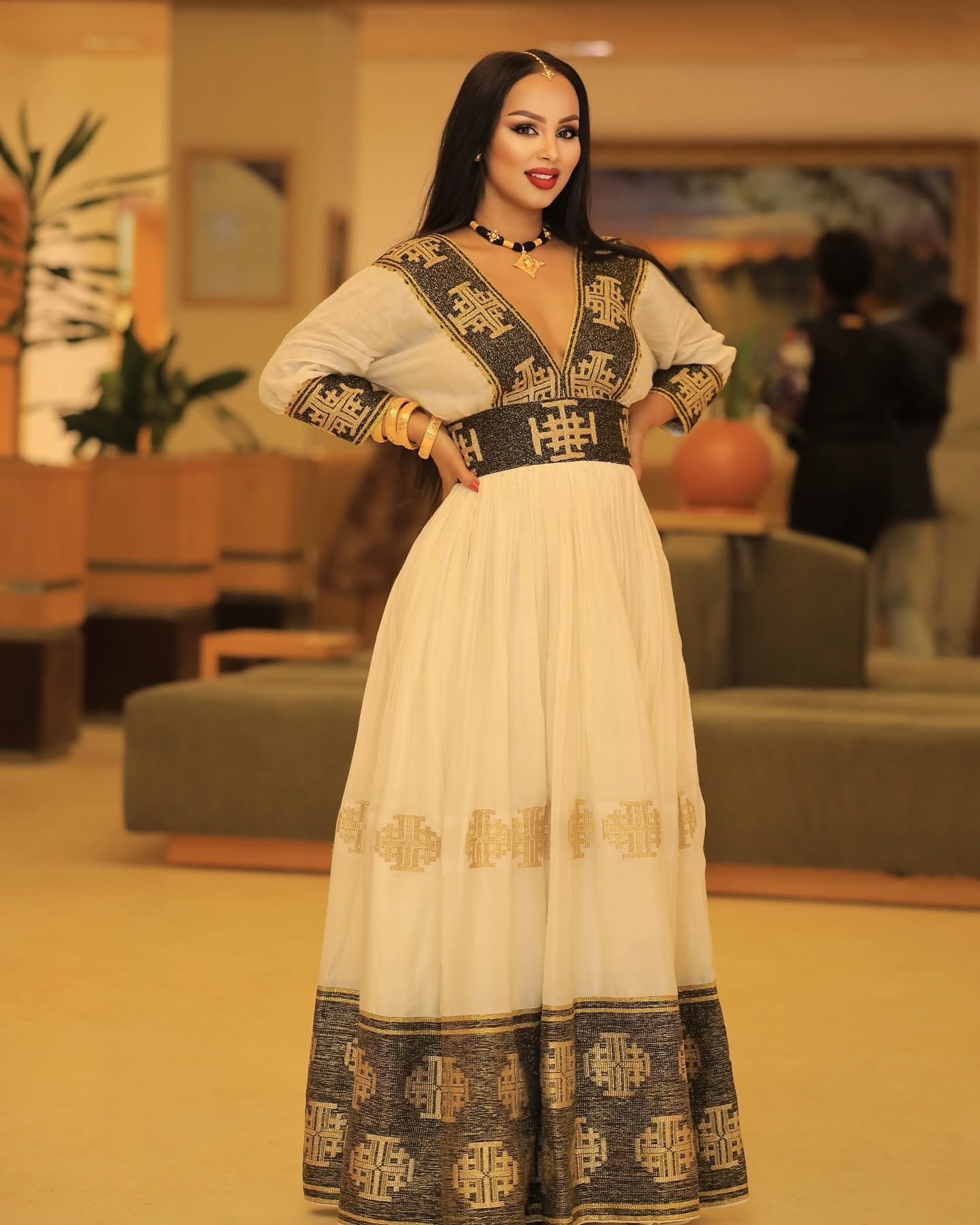 Black and Gold Habesha Kemis  Traditional Ethiopian Dress  Eritrean Elegance