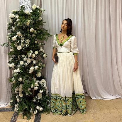 Classic Habesha Kemis Handwoven Ethiopian Dress Habesha Dress with Cultural Pattern 269