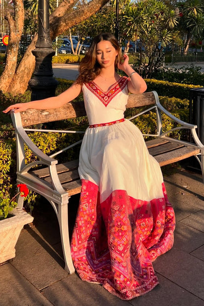 Elegant Habesha Dress with Intricate Traditional Weaving