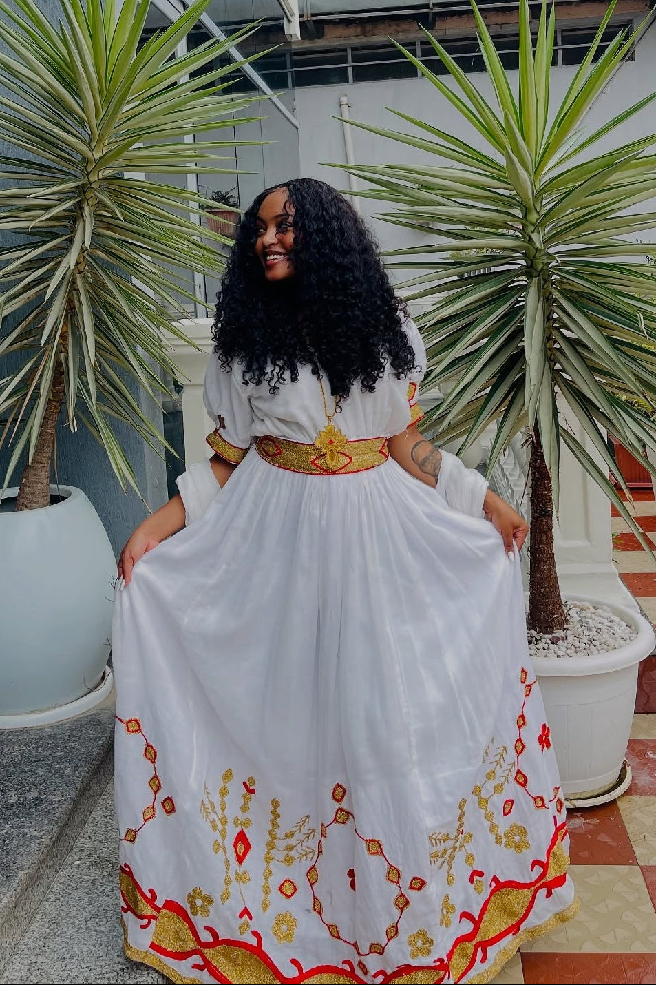 White Habesha Kemis Habesha Dress For Special Occasion Traditional Ethiopian Clothing 370