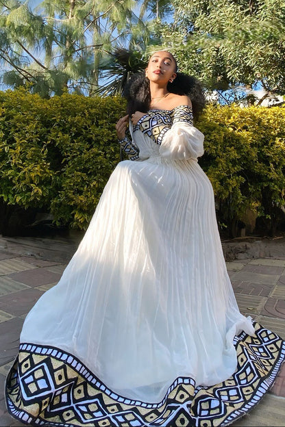 Habesha Kemis White Dress Habesha Dress & Traditional Ethiopian Clothing