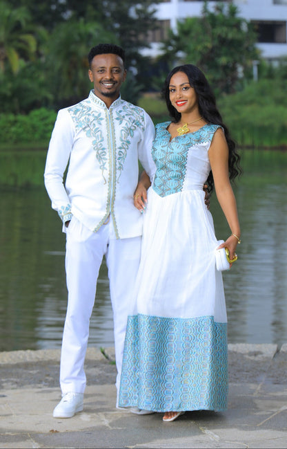 Matching Habesha Outfit Traditional Ethiopian Clothing Beautiful Couple Set 373