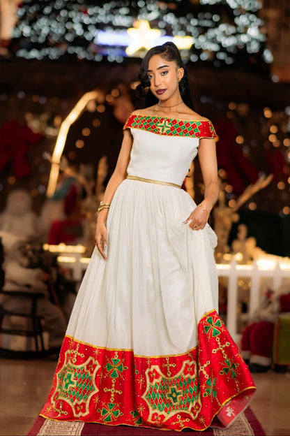 Habesha Dress Off-Shoulder Habesha Kemis Ethiopian Dress