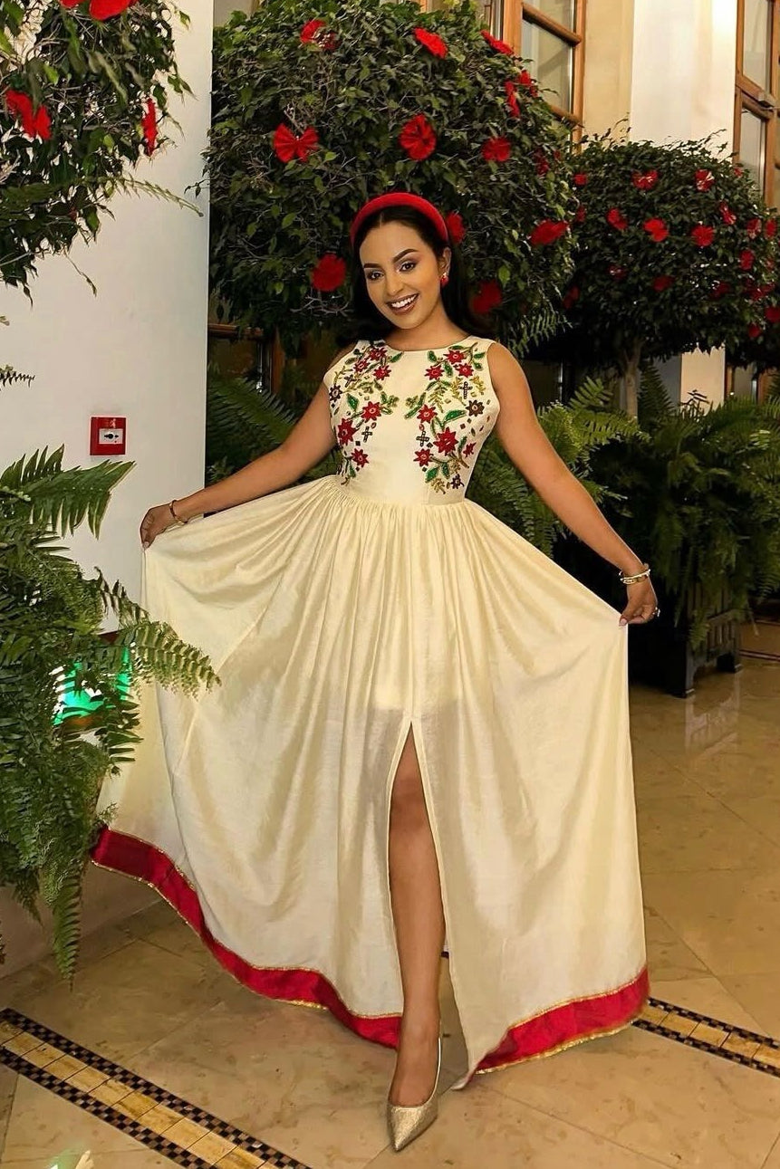 Habesha Dress Sleeveless Habesha Kemis Ethiopian Elegance