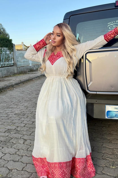 AUTHENTIC HABESHA DRESS IN TRADITIONAL ETHIOPIAN STYLE