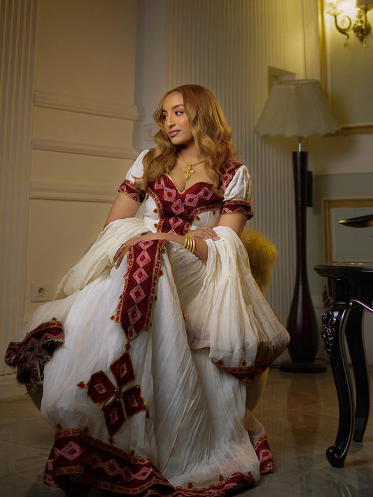 habesha kemis short sleeve traditional ethiopian dress